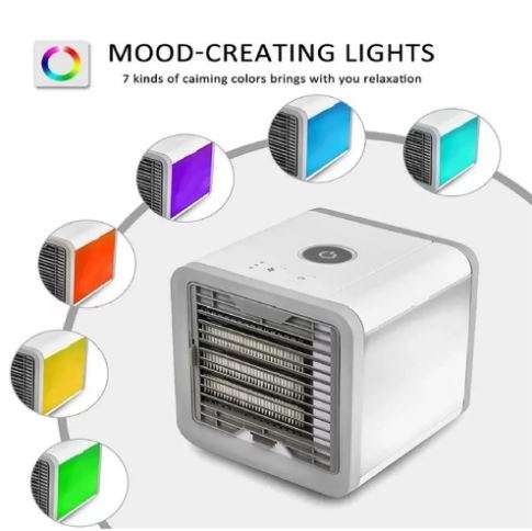 4-in-1 Portable Air Conditioner, Humidifier, Purifier & Table Lamp with 7 Calming Colours