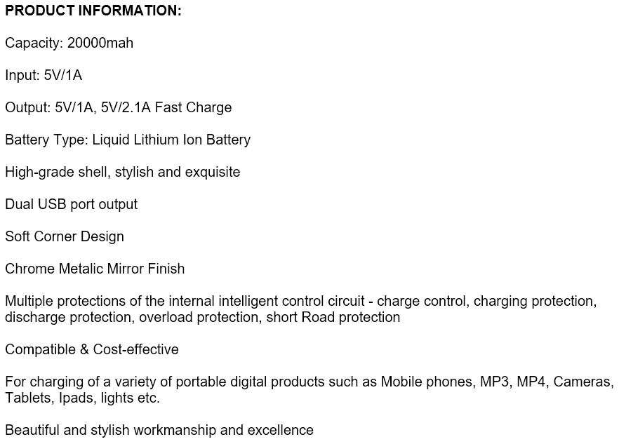 Fast Charge, 20 000mAh Power Bank with Dual USB Ports - LOWEST COURIER FEES