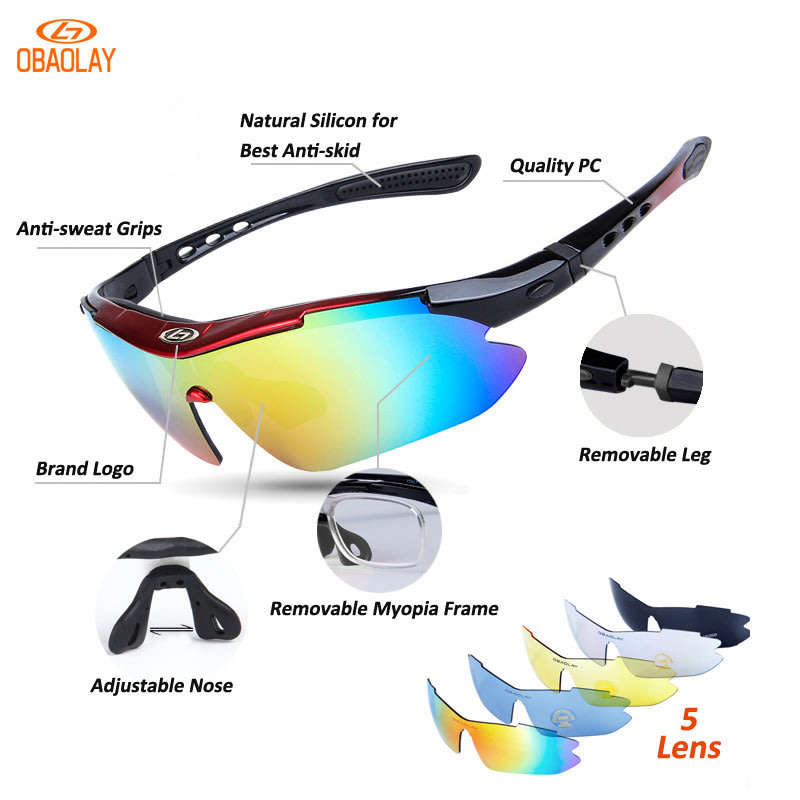 10 Piece Polarized UV400 Cycling Sunglasses with 5 changeable Lenses