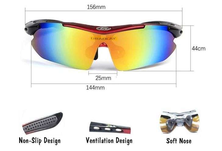 10 Piece Polarized UV400 Cycling Sunglasses with 5 changeable Lenses