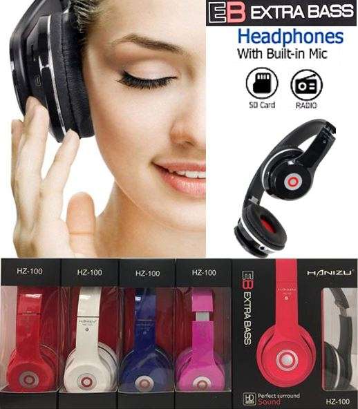 Extra Bass Rechargeable Headphones in different colours