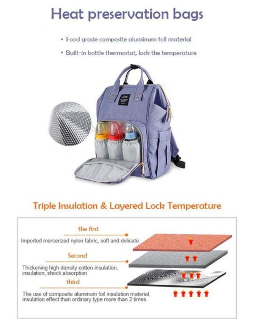 Large Capacity Baby Backpack Bag with insulated bottle pockets