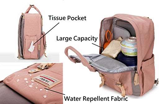 Large Capacity Baby Backpack Bag with insulated bottle pockets
