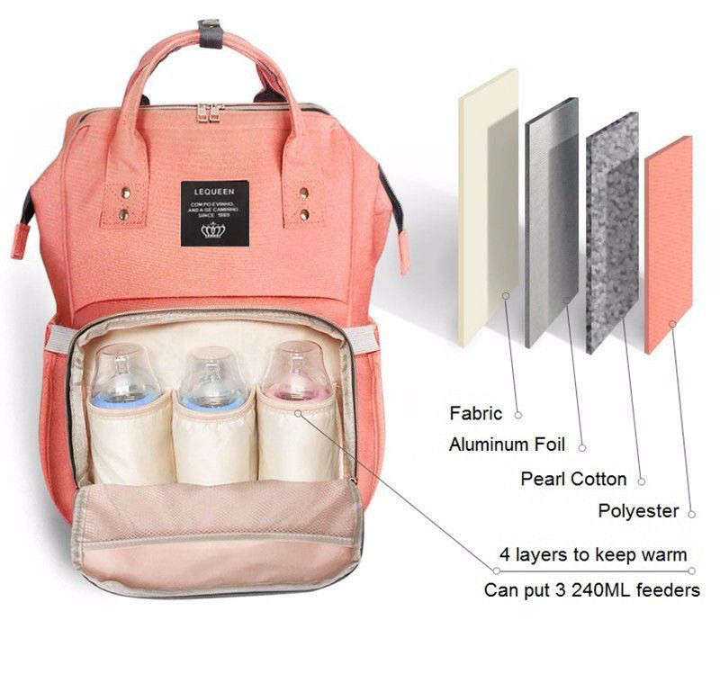 Large Capacity Baby Backpack Bag with insulated bottle pockets