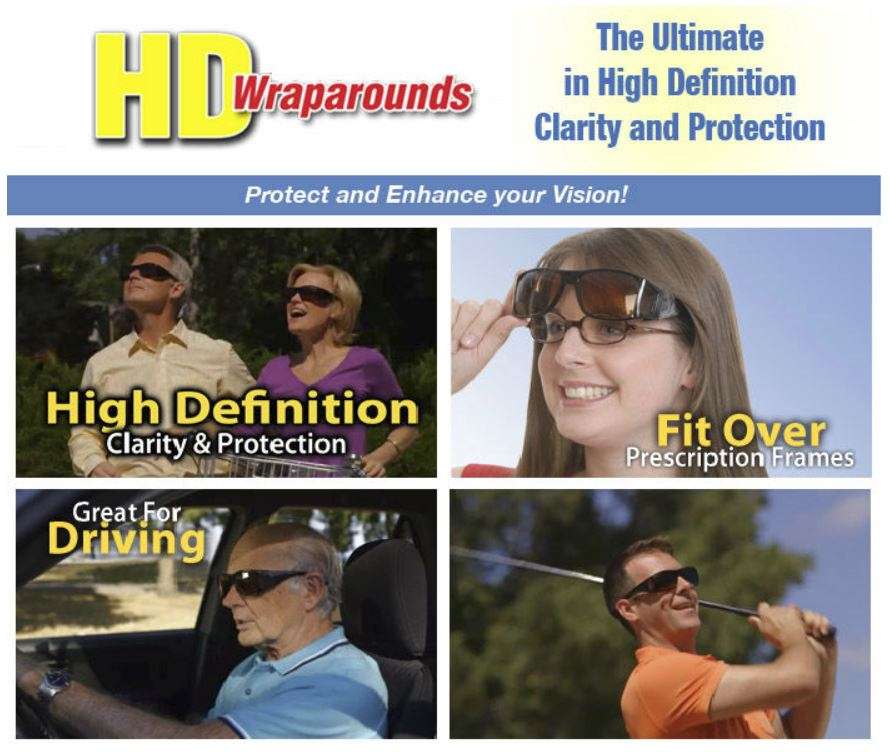 HD Vision Sunglasses - Fits Over Your Prescription Glasses (2 piece Pack - 1 day & 1 night)
