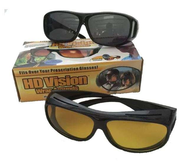 HD Vision Sunglasses - Fits Over Your Prescription Glasses (2 piece Pack - 1 day & 1 night)