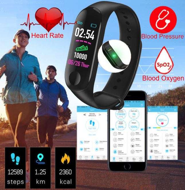Bluetooth Health Smart Watch - Monitor Heart Rate, Blood Pressure, Blood Oxygen, Colour Screen etc.