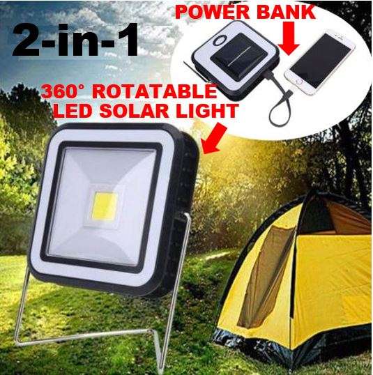COB LED Solar Power Rechargeable Light & POWER BANK for Charging of Devices LOWEST COURIER FEES