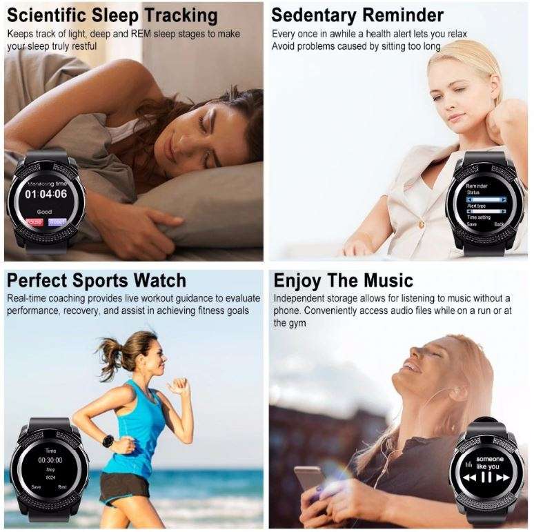 Professional Smart Watch Phone, Bluetooth, Camera, Sleep Monitor, Support SIM & SD Card, Pedometer
