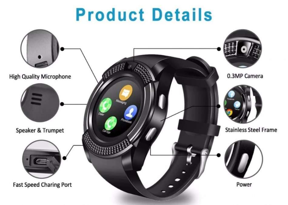 Professional Smart Watch Phone, Bluetooth, Camera, Sleep Monitor, Support SIM & SD Card, Pedometer
