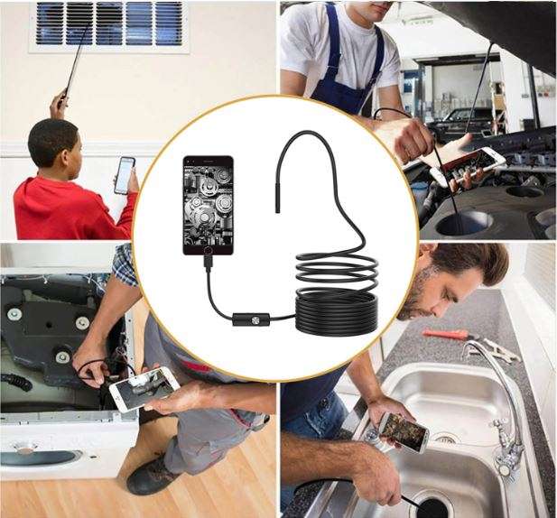 3-in-1 HD Waterproof Type-C, Micro USB & PC Endoscope Camera & Video Camera - 10 meters