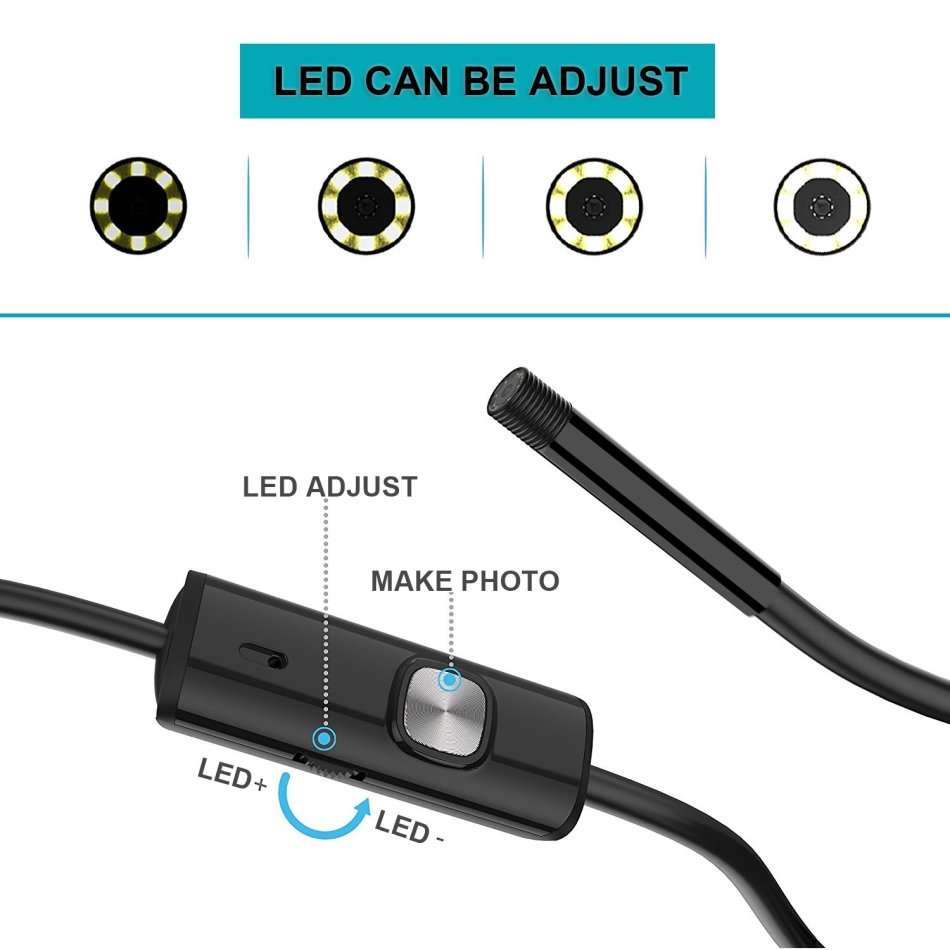 3-in-1 HD Waterproof Type-C, Micro USB & PC Endoscope Camera & Video Camera - 10 meters