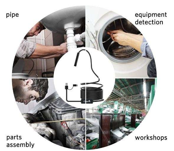 3-in-1 HD Waterproof Type-C, Micro USB & PC Endoscope Camera & Video Camera - 10 meters