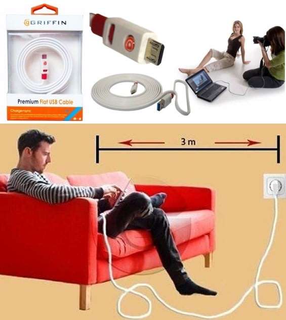 3m Premium Flat USB Cable for Charging of Devices, Move around the room while you charge your device