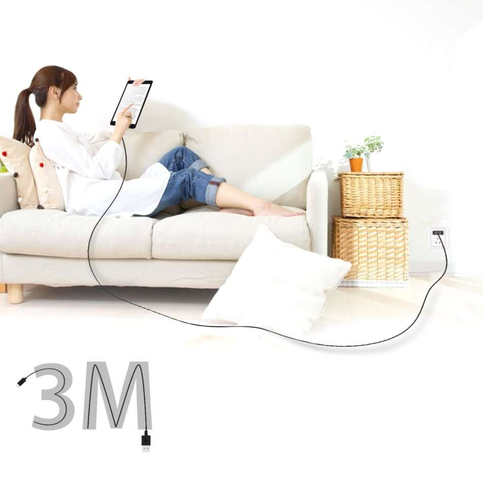 3m Premium Flat USB Cable for Charging of Devices, Move around the room while you charge your device