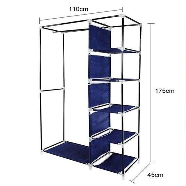 Portable Canvas Wardrobe with 5 Shelves to neatly store your necessities