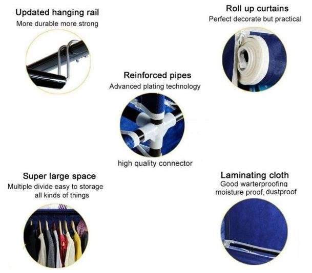 Portable Canvas Wardrobe with 5 Shelves to neatly store your necessities