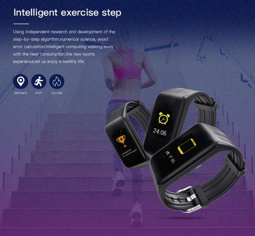 Bluetooth Fitness Tracker Smart Watch - Monitor Heart Rate, Blood Pressure, Blood Oxygen, Pedometer