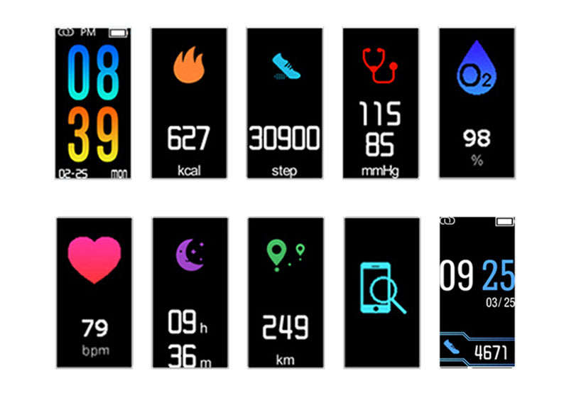 Bluetooth Fitness Tracker Smart Watch - Monitor Heart Rate, Blood Pressure, Blood Oxygen, Pedometer