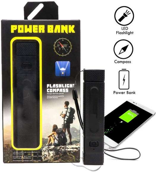 3in1 5600mAh Fast Charge Power bank with 4 modes flashlight and compass