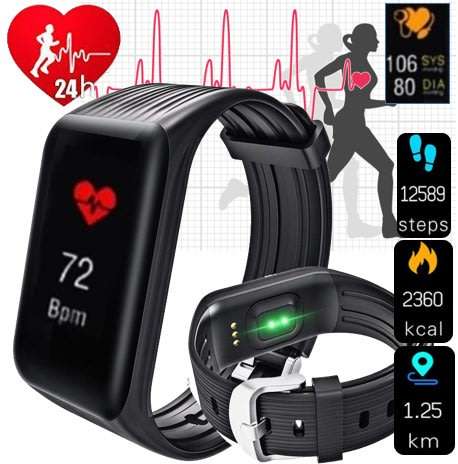 Bluetooth Fitness Tracker Smart Watch - Monitor Heart Rate, Blood Pressure, Blood Oxygen, Pedometer