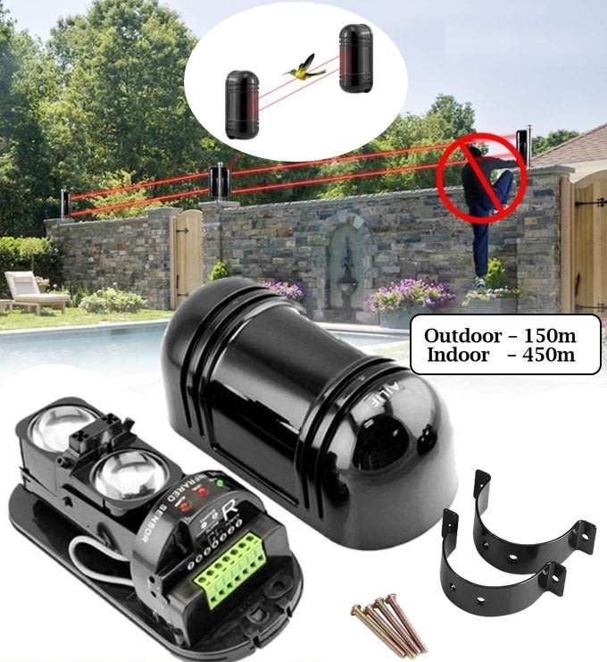 Waterproof Infrared Photoelectric IntrutionTwin-Beam Detector Alarm System