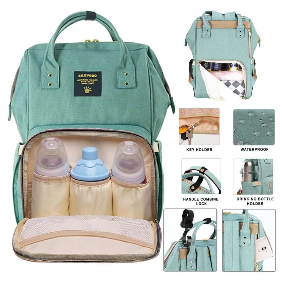Large Capacity Baby Backpack Bag with insulated bottle pockets