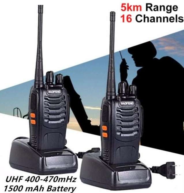 2 X Handheld Walkie Talkie Hand Radio Set with 16 Channels, 3 - 5 km talking range etc