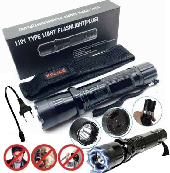 High Power Self Defense Electro Shock Stun Gun Flash Light with Built-in Rechargeable Battery