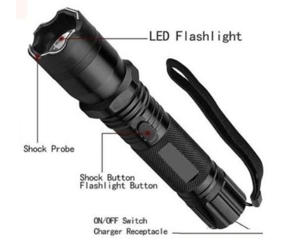 High Power Self Defense Electro Shock Stun Gun Flash Light with Built-in Rechargeable Battery