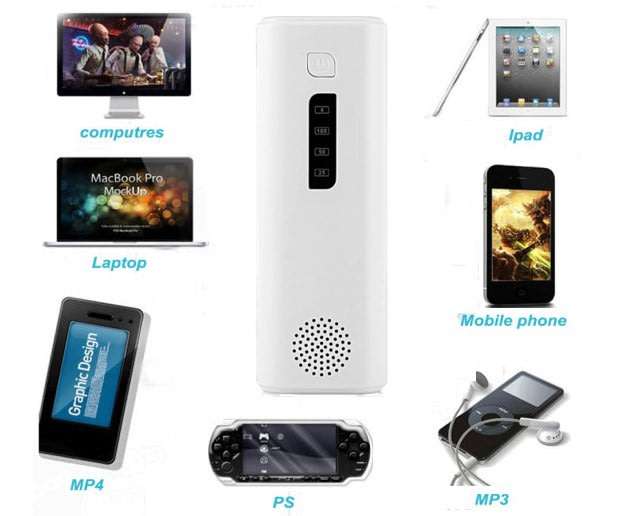 3-in-1 5200 mAh Power Bank, Bluetooth Speaker & Flashlight, USB Interface for Charging of Devices