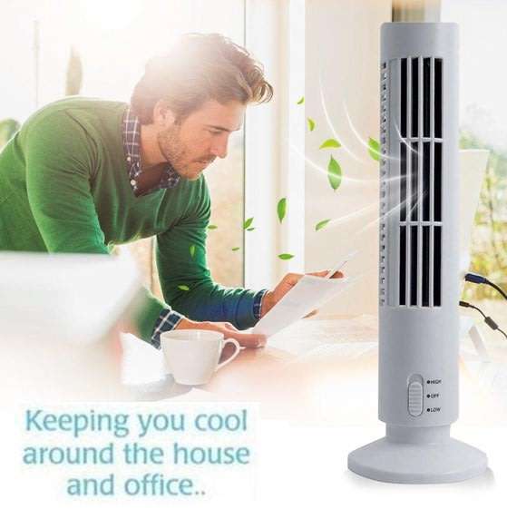 Compact Tower-Shaped USB Leafless Fan & Light