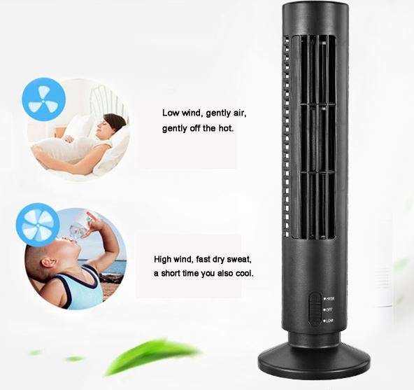 Compact Tower-Shaped USB Leafless Fan & Light
