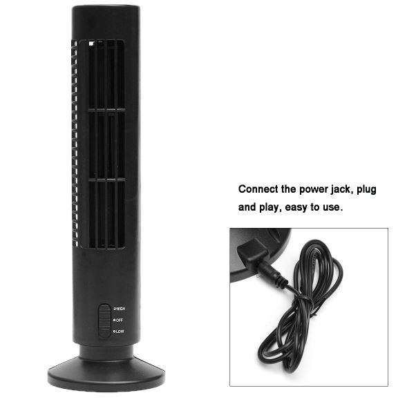 Compact Tower-Shaped USB Leafless Fan & Light