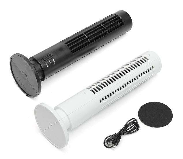 Compact Tower-Shaped USB Leafless Fan & Light