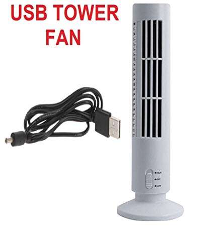 Compact Tower-Shaped USB Leafless Fan & Light