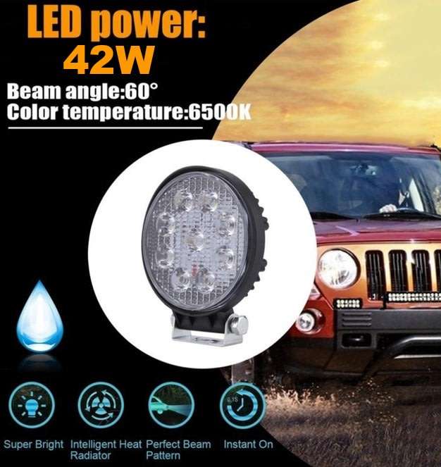 42 Watt Waterproof Pure White 6000K LED Work Flood Spot Light