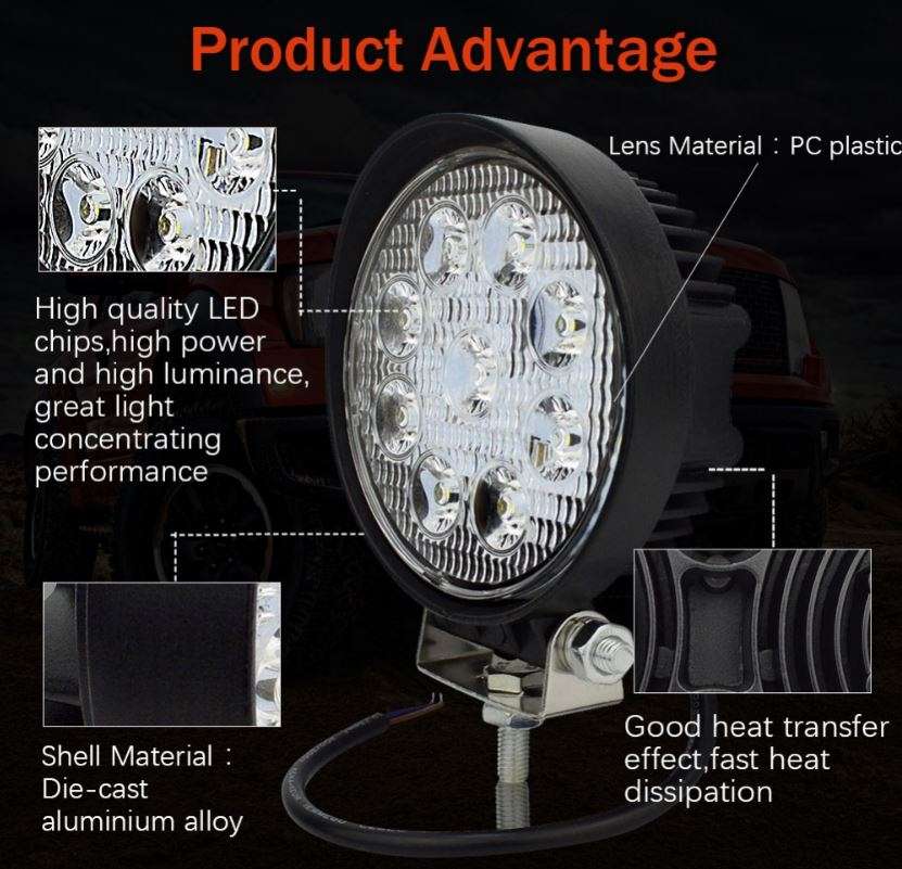 42 Watt Waterproof Pure White 6000K LED Work Flood Spot Light