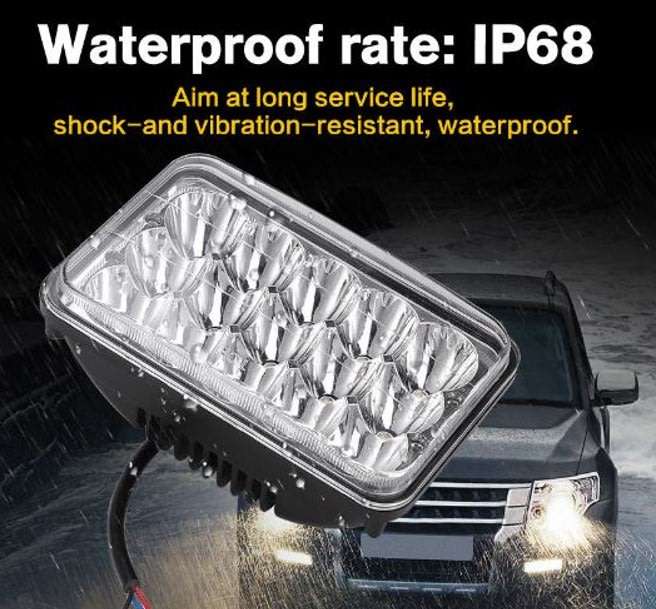 45 Watt 4" X 6" LED Headlight - Waterproof and Fit most vehicles with sealed beam headlights