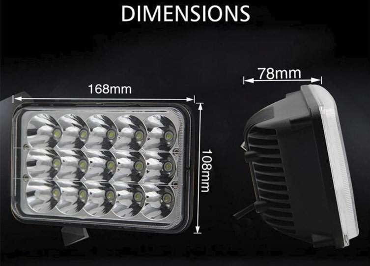 45 Watt 4" X 6" LED Headlight - Waterproof and Fit most vehicles with sealed beam headlights
