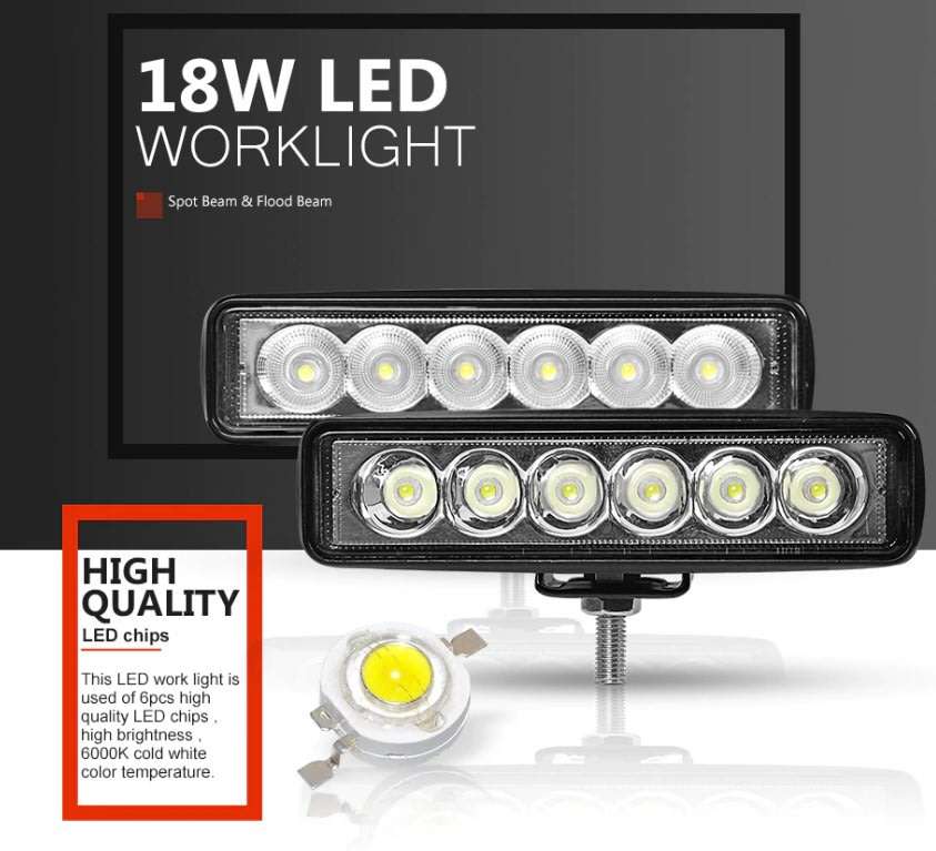 Powerful and Very Bright 18 Watt CREE LED Work Light Bar