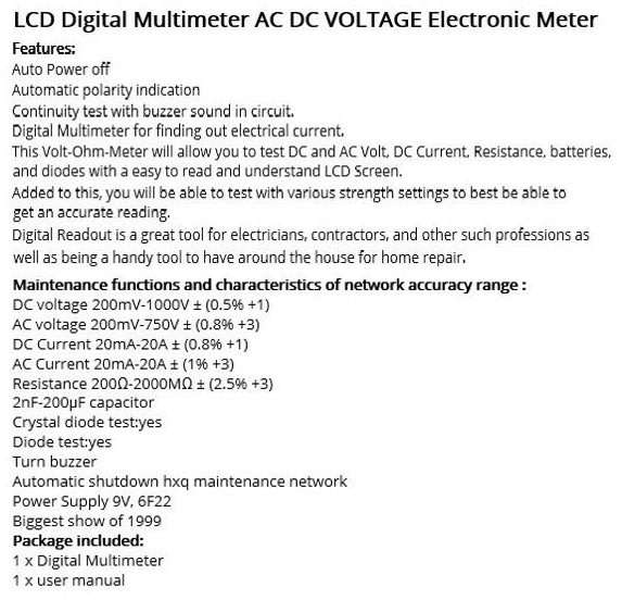 Digital Multi-Meter AC DC Voltage