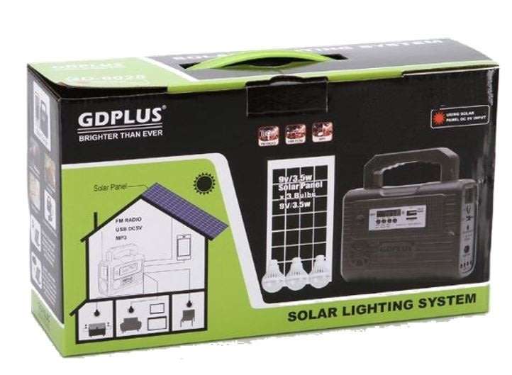 Home Solar System - Battery Control Unit, 3 LED Lamps, Solar Panel, Remote & 10 in 1 Charging Cable