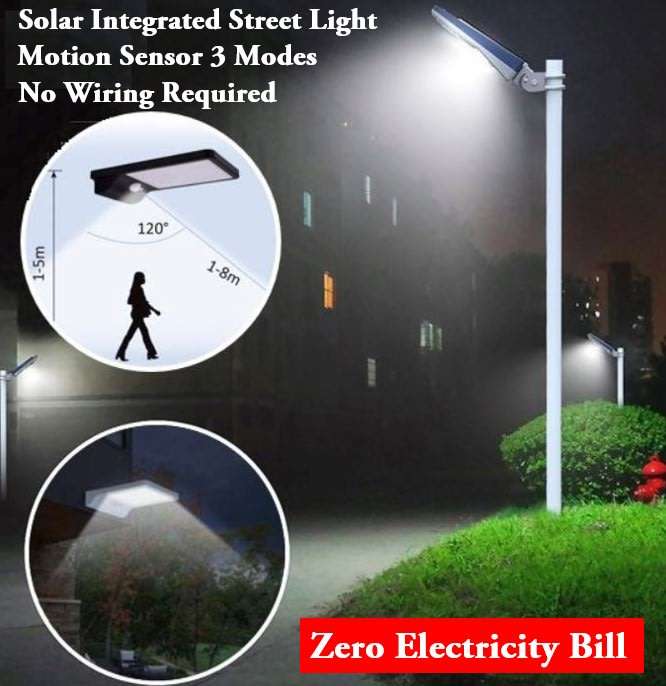 20 Watt 42 LED SOLAR Street Light, PIR, Motion Sensor, Waterproof with 3 Lighting Modes