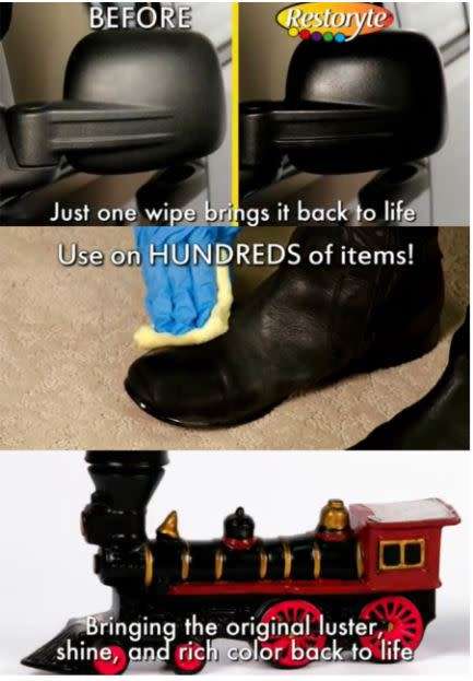 Restore & Protect plastic, metal, stone, vinyl & more, Just one wipe brings it back to life...