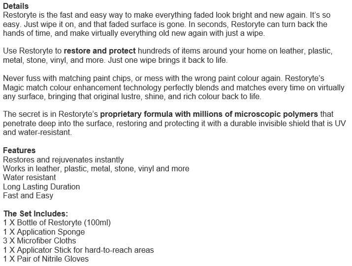 Restore & Protect plastic, metal, stone, vinyl & more, Just one wipe brings it back to life...