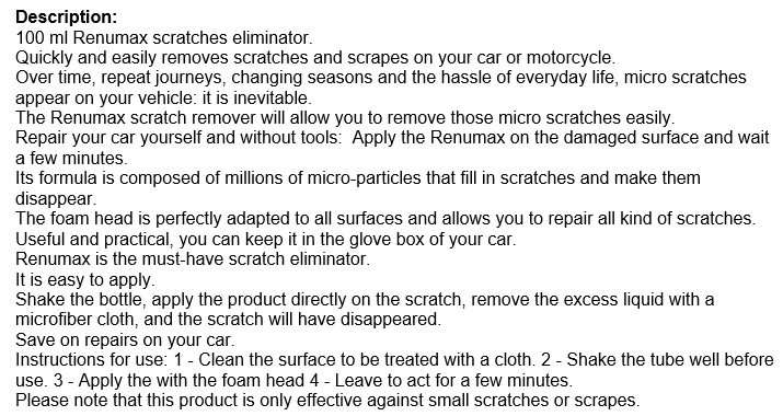 Renumax Scratch Remover  Quickly and Easily Removes Scratches and Scrapes