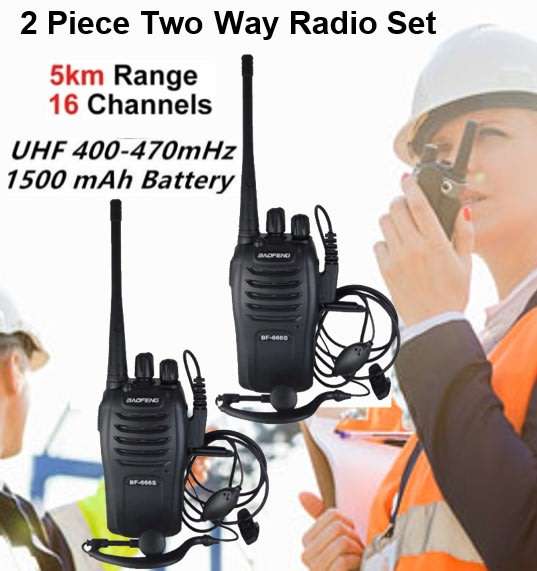 2 Piece Handheld Two-way Radio Set with Earphones,16 Channels, 3 - 5 km talking range etc