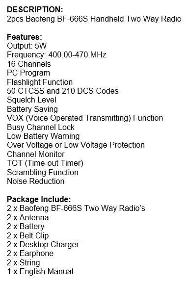 2 Piece Handheld Two-way Radio Set with Earphones,16 Channels, 3 - 5 km talking range etc