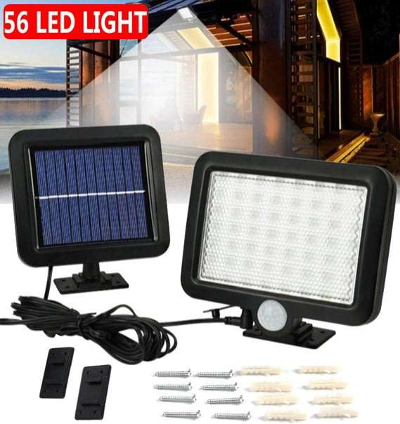 56 LED Multi functional Solar Energy PIR Motion Sensor Detection Flood Light Kit